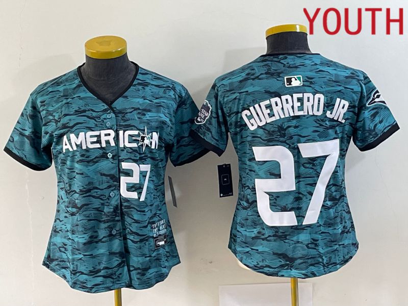Youth Toronto Blue Jays #27 Guerrero jr American League Nike Green 2023 MLB All Star Jersey->youth mlb jersey->Youth Jersey